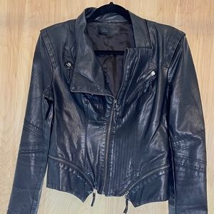 Blank NYC Moto Jacket Black Faux Leather Full Zip Motorcycle Jacket Size Medium